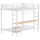 Bettoni Metal Full Over Twin Workstation Bunk Bed Matte White | Full | White | Matte White | 460209WHT