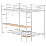 Bettoni Metal Full Over Twin Workstation Bunk Bed Matte White | Full | White | Matte White | 460209WHT