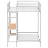 Bettoni Metal Full Over Twin Workstation Bunk Bed Matte White | Full | White | Matte White | 460209WHT