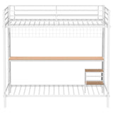 Bettoni Metal Full Over Twin Workstation Bunk Bed Matte White | Full | White | Matte White | 460209WHT