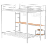 Bettoni Metal Full Over Twin Workstation Bunk Bed Matte White | Full | White | Matte White | 460209WHT