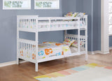Chapman Wood Twin Over Twin Bunk Bed with Mattress White | Twin | White | 460244N-SM
