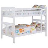 Chapman Wood Twin Over Twin Bunk Bed with Mattress White | Twin | White | 460244N-SM