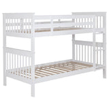 Chapman Wood Twin Over Twin Bunk Bed with Mattress White | Twin | White | 460244N-SM