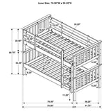 Chapman Wood Twin Over Twin Bunk Bed with Mattress White | Twin | White | 460244N-SM