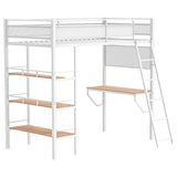 Campus 3-shelf Metal Twin Workstation Loft Bed Matte White | Full | White | Matte White | 460332WHT