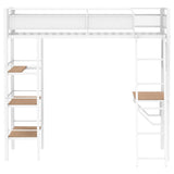 Campus 3-shelf Metal Twin Workstation Loft Bed Matte White | Full | White | Matte White | 460332WHT