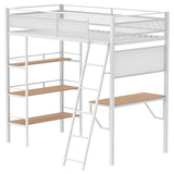 Campus 3-shelf Metal Twin Workstation Loft Bed Matte White | Full | White | Matte White | 460332WHT