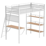 Campus 3-shelf Metal Twin Workstation Loft Bed Matte White | Full | White | Matte White | 460332WHT