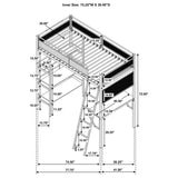 Campus 3-shelf Metal Twin Workstation Loft Bed Matte White | Full | White | Matte White | 460332WHT