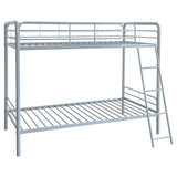 Carson Metal Twin Over Twin Bunk Bed Glossy Silver | Full | Silver | Glossy Silver | 460334SVR