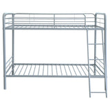 Carson Metal Twin Over Twin Bunk Bed Glossy Silver | Full | Silver | Glossy Silver | 460334SVR
