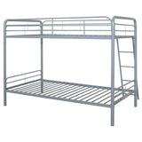 Carson Metal Twin Over Twin Bunk Bed Glossy Silver | Full | Silver | Glossy Silver | 460334SVR