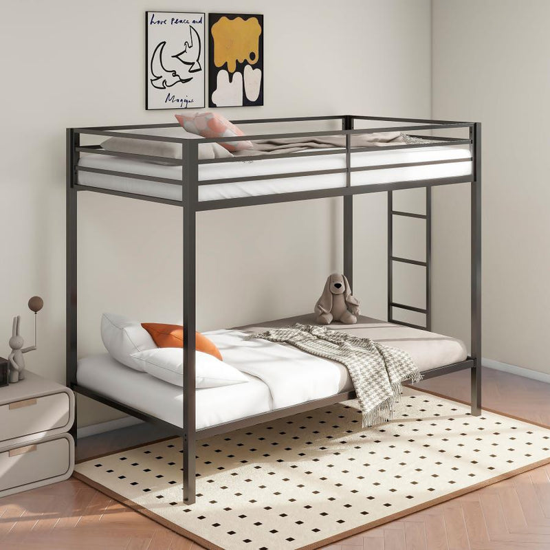Alevera Metal Over Bunk Bed with Ladder Black
