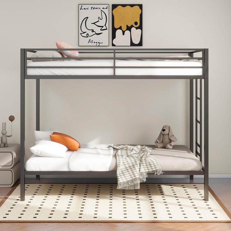 Alevera Metal Over Bunk Bed with Ladder Black