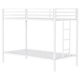 Alevera Metal Twin Over Twin Bunk Bed with Ladder White | Twin | White | Matte White | 460361WHT