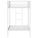Alevera Metal Twin Over Twin Bunk Bed with Ladder White | Twin | White | Matte White | 460361WHT