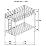 Alevera Metal Twin Over Twin Bunk Bed with Ladder White | Twin | White | Matte White | 460361WHT