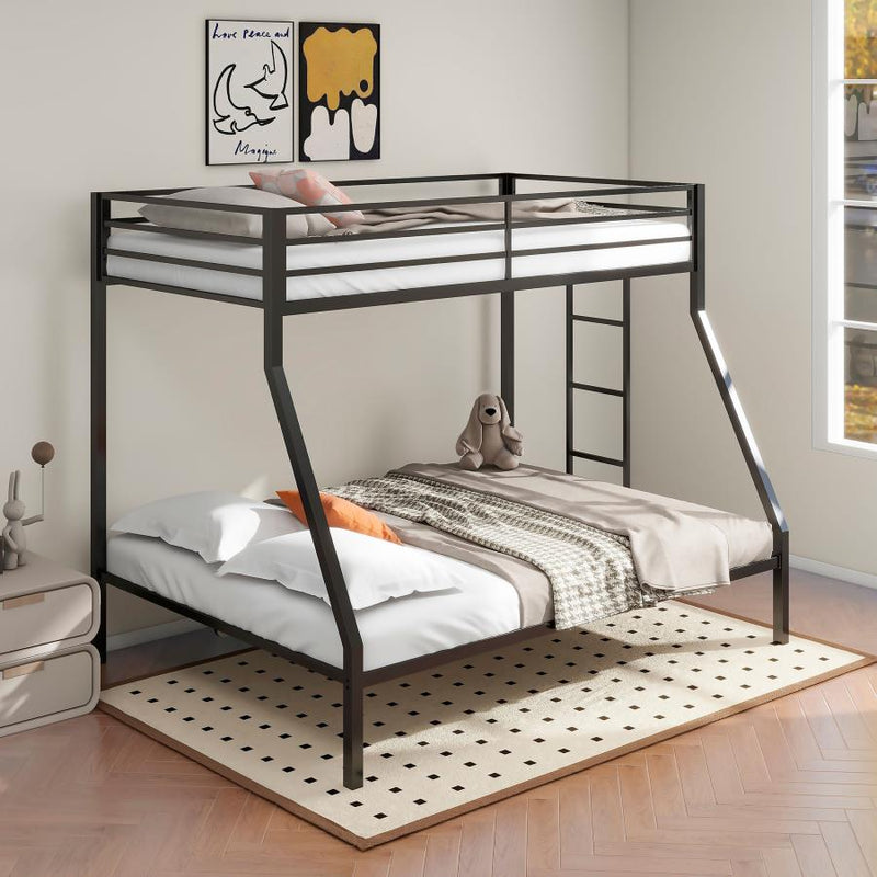 Alevera Metal Over Bunk Bed with Ladder Black