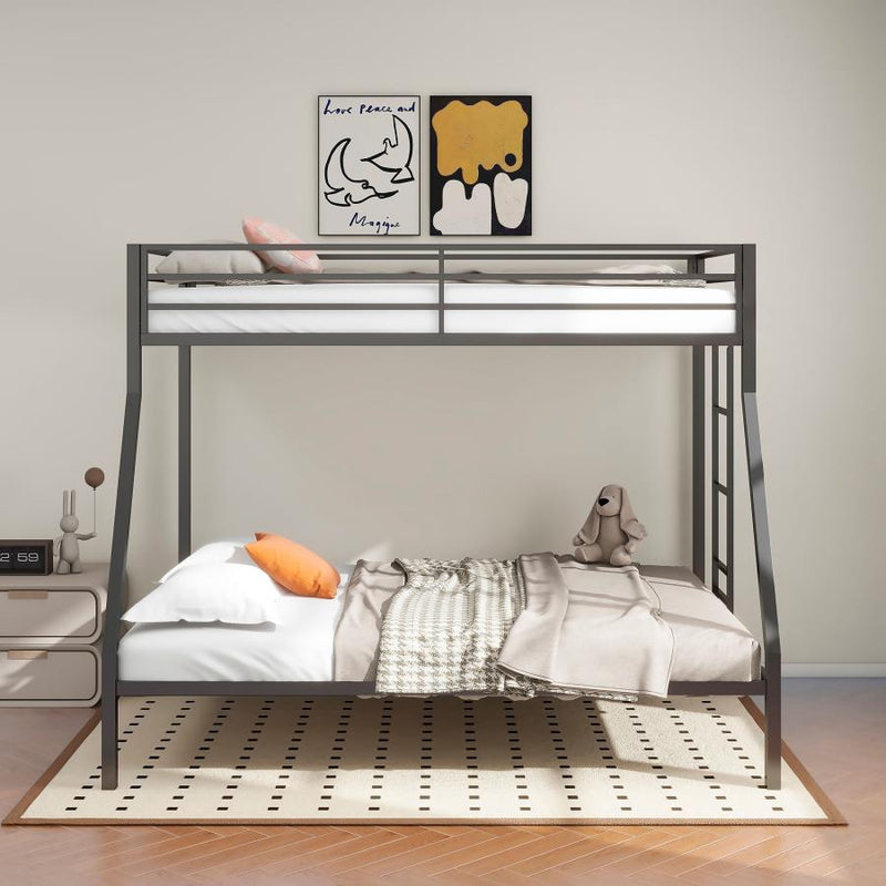 Alevera Metal Over Bunk Bed with Ladder Black