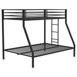 Alevera Metal Twin Over Full Bunk Bed with Ladder Black | Full | Black | Matte Black | 460365BLK