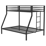 Alevera Metal Twin Over Full Bunk Bed with Ladder Black | Full | Black | Matte Black | 460365BLK