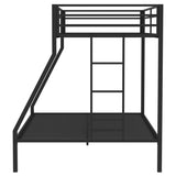 Alevera Metal Twin Over Full Bunk Bed with Ladder Black | Full | Black | Matte Black | 460365BLK