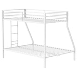 Alevera Metal Twin Over Full Bunk Bed with Ladder White | White | Matte White | 460365WHT