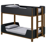 Morris Twin Over Twin Wood Bunk Bed Black and Walnut