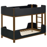 Morris Twin Over Twin Wood Bunk Bed Black and Walnut | Full | Brown | Walnut / Black | 460369