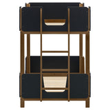 Morris Twin Over Twin Wood Bunk Bed Black and Walnut