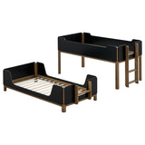 Morris Twin Over Twin Wood Bunk Bed Black and Walnut | Full | Brown | Walnut / Black | 460369