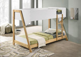 Wyatt Wood Twin Over Twin Bunk Bed White and Natural | Twin | White | White / Natural | 460510