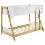 Wyatt Wood Twin Over Twin Bunk Bed White and Natural | Twin | White | White / Natural | 460510