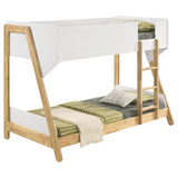 Wyatt Wood Twin Over Twin Bunk Bed White and Natural | Twin | White | White / Natural | 460510