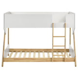 Wyatt Wood Twin Over Twin Bunk Bed White and Natural | Twin | White | White / Natural | 460510
