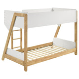 Wyatt Wood Twin Over Twin Bunk Bed White and Natural | Twin | White | White / Natural | 460510