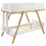 Frankie Wood Twin Over Twin Bunk Bed White and Natural | 460570T