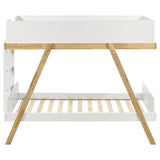 Frankie Wood Twin Over Twin Bunk Bed White and Natural | 460570T