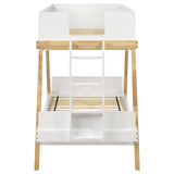 Frankie Wood Twin Over Twin Bunk Bed White and Natural | 460570T