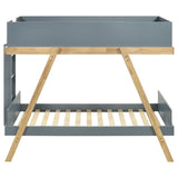 Frankie Wood Twin Over Twin Bunk Bed Blue and Natural | Blue Van Courtland Blue | 460572T