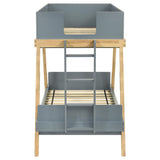 Frankie Wood Twin Over Twin Bunk Bed Blue and Natural | Blue Van Courtland Blue | 460572T