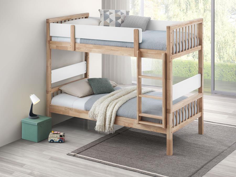 Dakota Wood Twin Over Twin Bunk Bed Natural | Twin | Brown | Natural | 461171