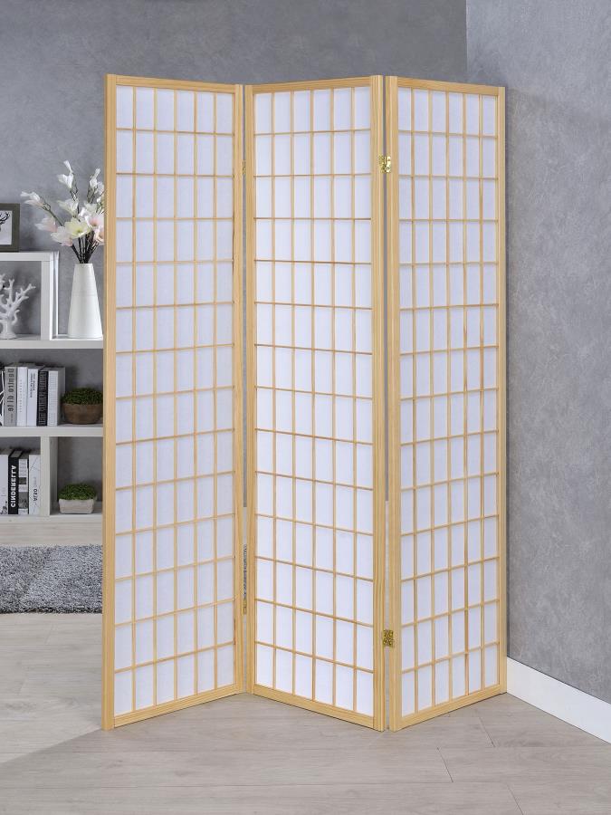 Carrie 3-Panel Room Divider Folding Shoji Screen Natural | White | Natural | 4621
