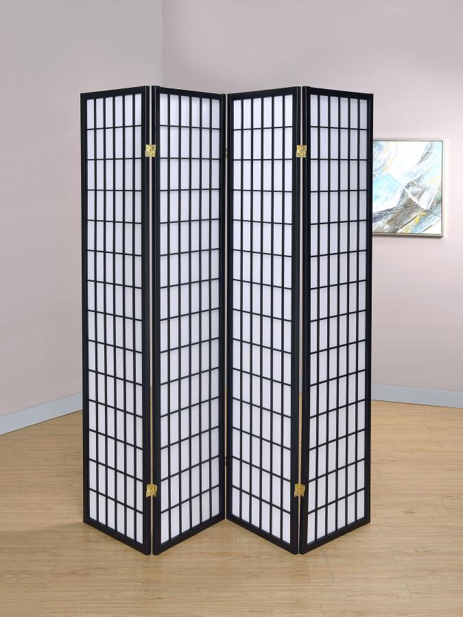 Roberto 4-Panel Room Divider Folding Shoji Screen Black | Full | Black | 4624