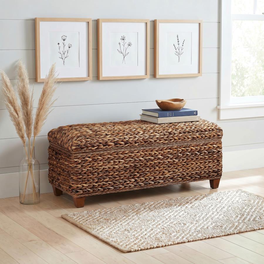 Laughton Hand-Woven Banana Leaf Storage Bench Amber | Brown | Amber | 500215