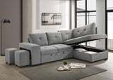 Roanne Fabric Upholstered Sleeper Sectional Sofa Grey | Full | Grey | 500347