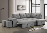 Roanne Fabric Upholstered Sleeper Sectional Sofa Grey | Full | Grey | 500347