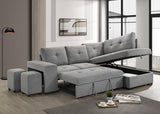 Roanne Fabric Upholstered Sleeper Sectional Sofa Grey | Full | Grey | 500347