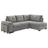Roanne Fabric Upholstered Sleeper Sectional Sofa Grey | Full | Grey | 500347